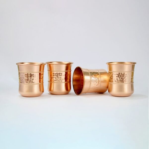 Pure copper cups: Curved Sequence 250ML - set of 4