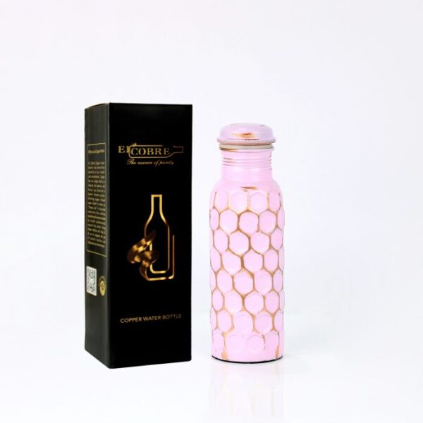 Pure copper water bottle: Antique Pink Diamond 700ML - Image 3