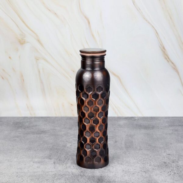 Pure copper water bottle: Antique Curve 1L - Image 3