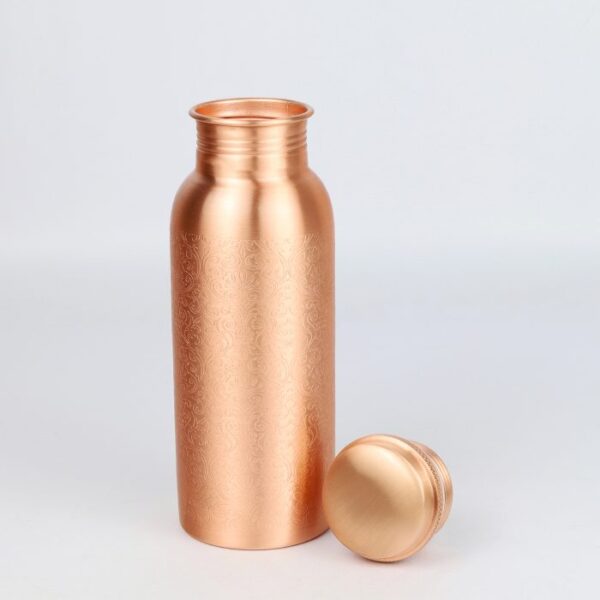 Pure copper water bottle:  Blossom etching 700ml - Image 2