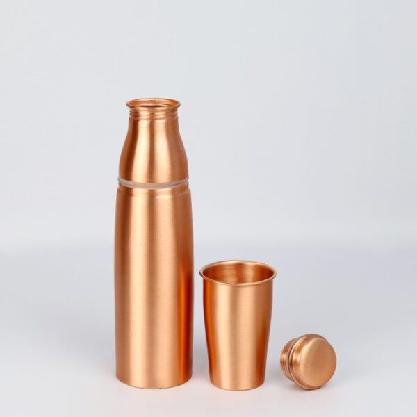 Pure copper water bottle: Elegant 1L with cup - Image 2