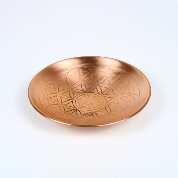 Pure copper plate with geometric engraving