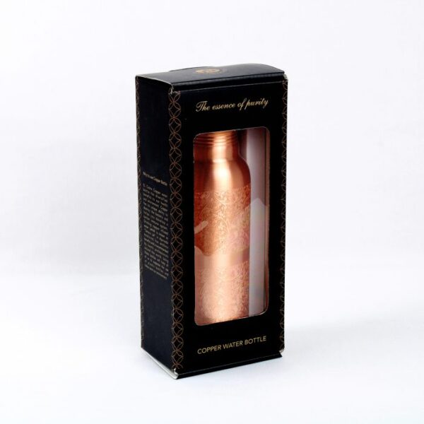 Pure copper water bottle: Flowers embossed 700ML - Image 3