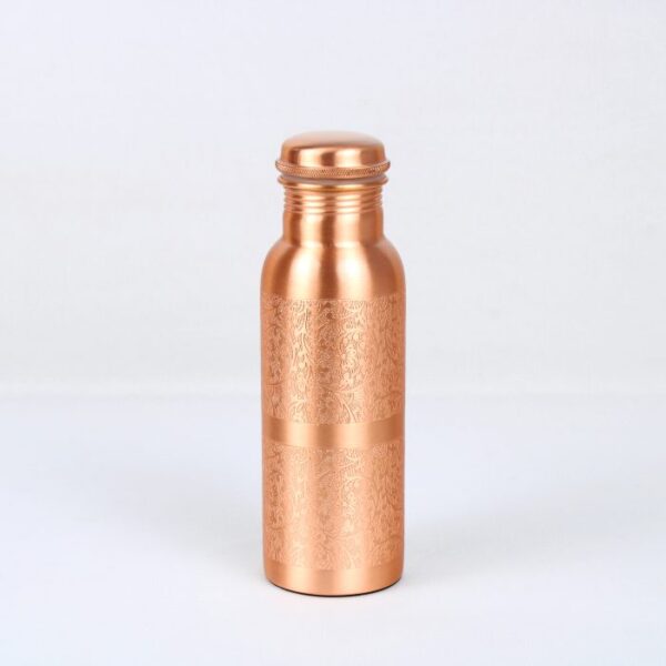 Pure copper water bottle: Flowers embossed 700ML