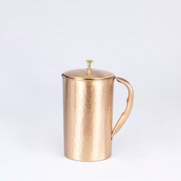 Pure copper water jug: Hammered with lid 1,5L